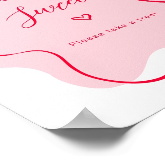 愛は甘いピンクと赤いレトロの波状のフレーム ポスター (角)