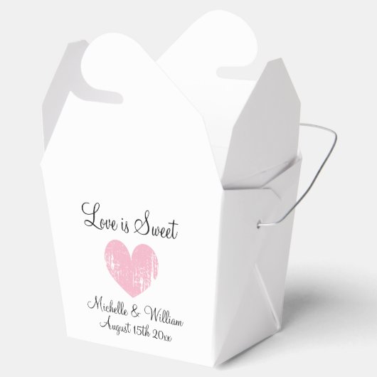 愛は甘いピンクのエレガントハートカスタム結婚式 フェイバーボックス (オープン)