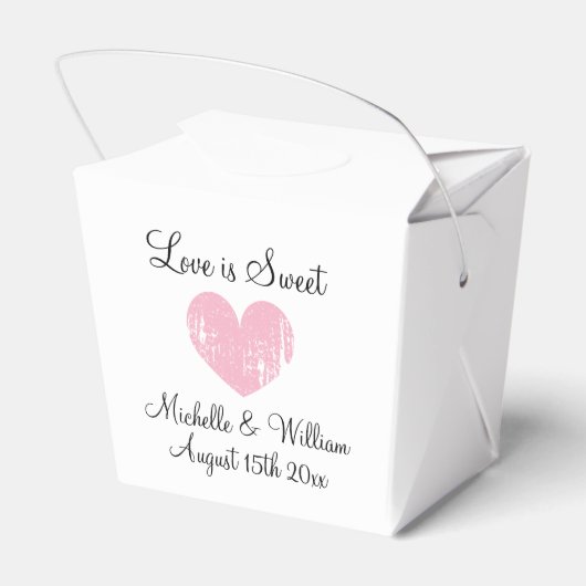 愛は甘いピンクのエレガントハートカスタム結婚式 フェイバーボックス (裏面サイド)