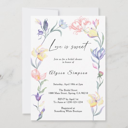 愛は甘いフローラブライダルシャワー 招待状 (正面)