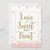 愛は甘いブライダルシャワーサイン |ピンクと金ゴールド 招待状 (正面)