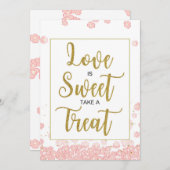 愛は甘いブライダルシャワーサイン |ピンクと金ゴールド 招待状 (正面/裏面)