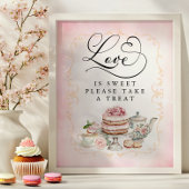 愛は甘いブライダルシャワーデザートテーブルサイン ポスター