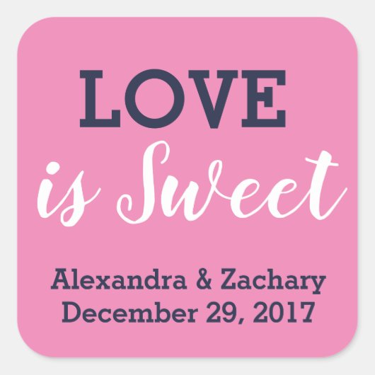 愛は甘いブラックピンクのネイビーブルーのエンゲージの好意 スクエアシール (正面)