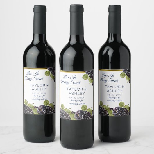 愛は甘いブラックベリー・フルーツ ワインラベル (ボトル)