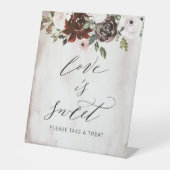 愛は甘いブルゴーニュのピンクのローズ結婚フローラ 台座サイン (正面)