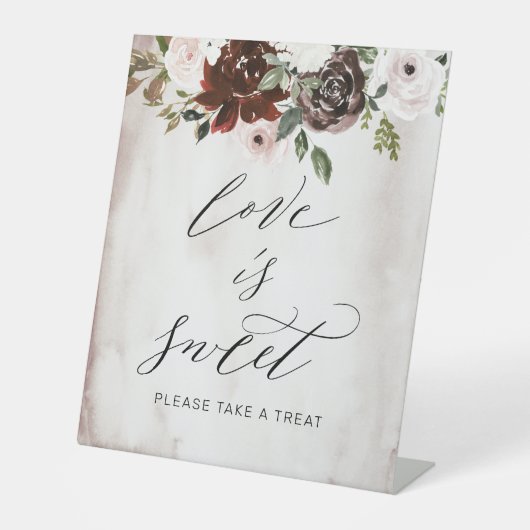 愛は甘いブルゴーニュのピンクのローズ結婚フローラ 台座サイン (正面)