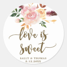 愛は甘いボーホーのフローラピンクの人気ステッカー