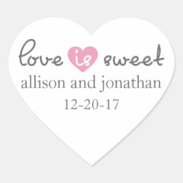 愛は甘いモダンハートラベル（灰色/ピンク） ハートシール