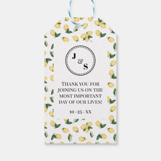 愛は甘いレモンの結婚キャンディの恩恵である ギフトタグ (裏面)