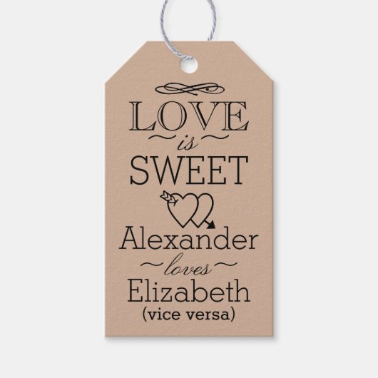愛は甘いヴィンテージウェディングゲストの好意 ギフトタグ (正面)
