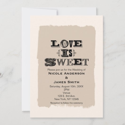 愛は甘いヴィンテージウェディングベージュ招待状 招待状 (正面)