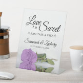 愛は甘い取る治療薄紫紫バラ 台座サイン (インサイチュ)