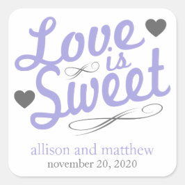 愛は甘い古い流行のラベル（紫/灰色） スクエアシール