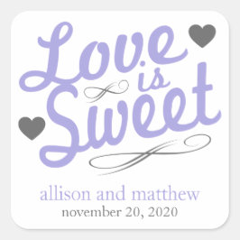 愛は甘い古い流行のラベル（紫/灰色） スクエアシール