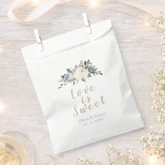 愛は甘い咲く植物性のほこり青フローラ フェイバーバッグ (クリップ留めされた状態)