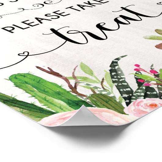 愛は甘い多肉性サボテンの結婚式の引き出物徴候 ポスター (角)