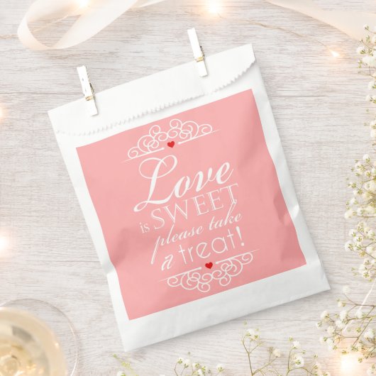 愛は甘い愛を受け取って下さい！ウェディング フェイバーバッグ (クリップ留めされた状態)