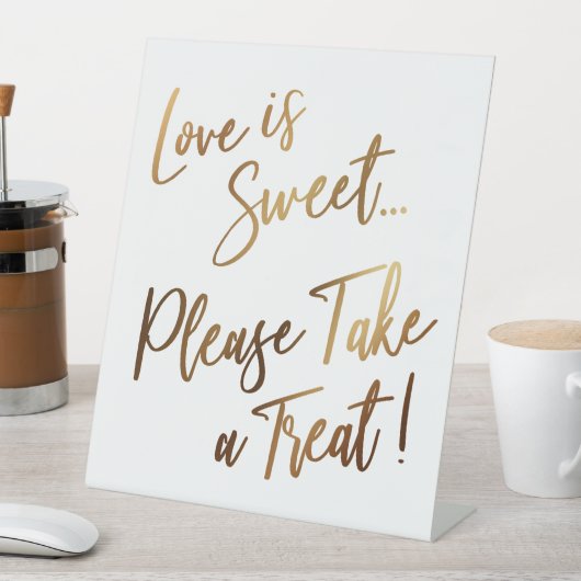 愛は甘い愛を受け取って下さい！シンプル金ゴールド 台座サイン (インサイチュ)