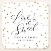 愛は甘い書モダン物結婚 スクエアペーパーコースター (正面)