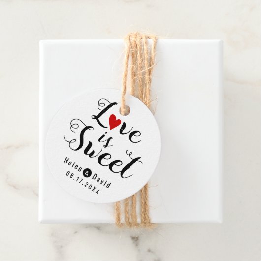 愛は甘い書道の赤いハート結婚。 フェイバータグ (インサイチュ)