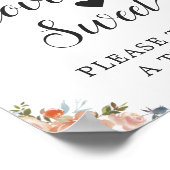 愛は甘い書道スクリプトピーチフローラ ポスター (角)