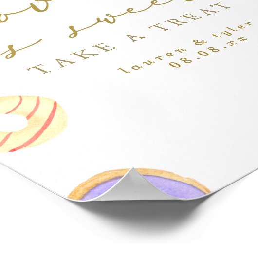 愛は甘い水の色のドーナツのサインパーソナライズされたである ポスター (角)