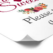 愛は甘い水の色バーガンディフローラのサイン ポスター (角)