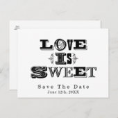 愛は甘い白ヴィンテージ結婚式は日付を保存 案内ポストカード (正面/裏面)