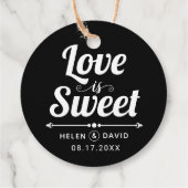 愛は甘い白黒のタイポグラフィ結婚 フェイバータグ (裏面)