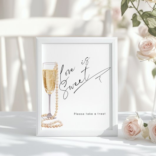 愛は甘い真珠とプロセッコブライダルシャワー ポスター