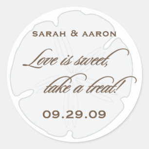 愛は甘い砂ドルのステッカー ラウンドシール