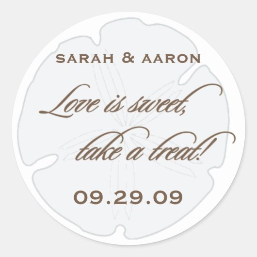 愛は甘い砂ドルのステッカー ラウンドシール (正面)