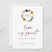 愛は甘い秋ブライダルシャワーサインサンフラワー 招待状 (正面)