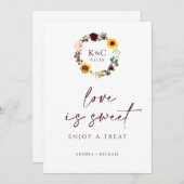 愛は甘い秋ブライダルシャワーサインサンフラワー 招待状 (正面/裏面)