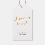愛は甘い結婚式の引き出物ラベルスクリプト金ゴールドブラック ギフトタグ (正面)