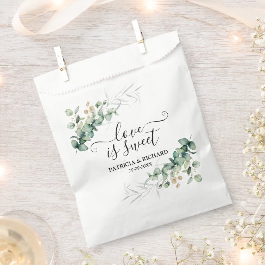 愛は甘い緑のユーカリの結婚もの フェイバーバッグ (クリップ留めされた状態)