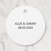 愛は甘い贈り物のラベル、グレーのティール(緑がかった色)結婚の フェイバータグ (裏面)