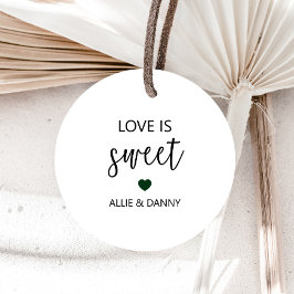 愛は甘い贈り物のラベル、フォレストグリーン結婚ズ フェイバータグ