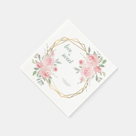 愛は甘い赤面フローラ幾何結婚の スタンダードカクテルナプキン (角)