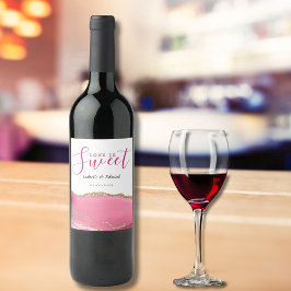 愛は甘い金ゴールドとピンクアガテストン結婚ズ ワインラベル