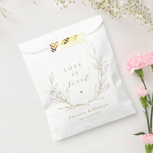 愛は甘い金ゴールドシンプル植物性リース結婚の フェイバーバッグ (封をした状態)