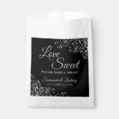 愛は甘い銀レースのよう&黒エレガントな結婚式 フェイバーバッグ (正面)
