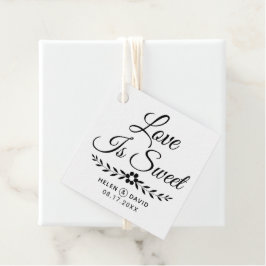 愛は甘い黒いタイポグラフィ、花結婚の フェイバータグ