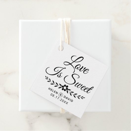 愛は甘い黒いタイポグラフィ、花結婚の フェイバータグ (インサイチュ)