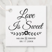 愛は甘い黒いタイポグラフィ、花結婚の フェイバータグ (正面)