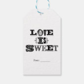 愛は甘い黒と白のヴィンテージの結婚式の好意 ギフトタグ (裏面)