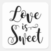 愛は甘い黒の手書きスクリプ結婚ト スクエアシール (正面)