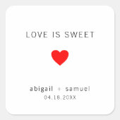 愛は甘い黒モダン白結婚式の引き出物 スクエアシール (正面)