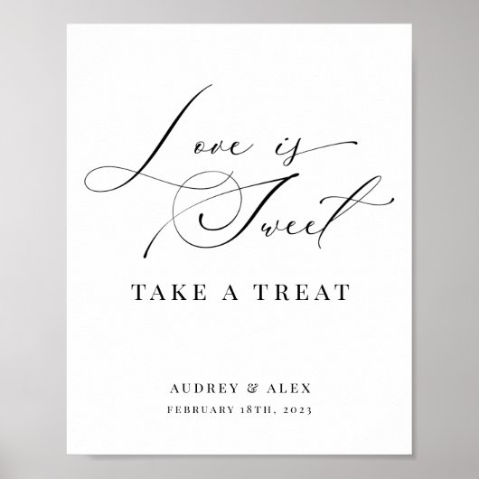 愛は甘い黒モダン結婚式の引き出物 ポスター (正面)